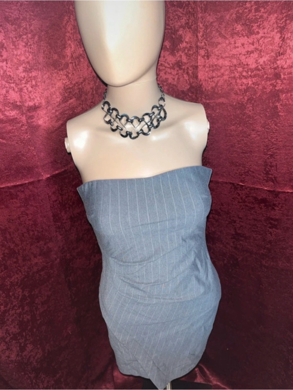 wild fable Strapless Grey Pinstripe Bodycon Dress